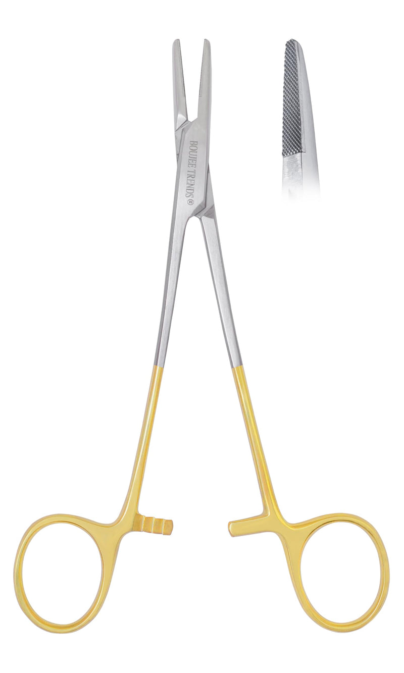 TC Mayo Hegar Needle Holder 6" Tungsten Carbide Inserts, Plasma Coated Needle Driver with Strong Lock, Serrated Jaws for Precise Suturing, Practicing & Fishing Autoclavable 6 Inches