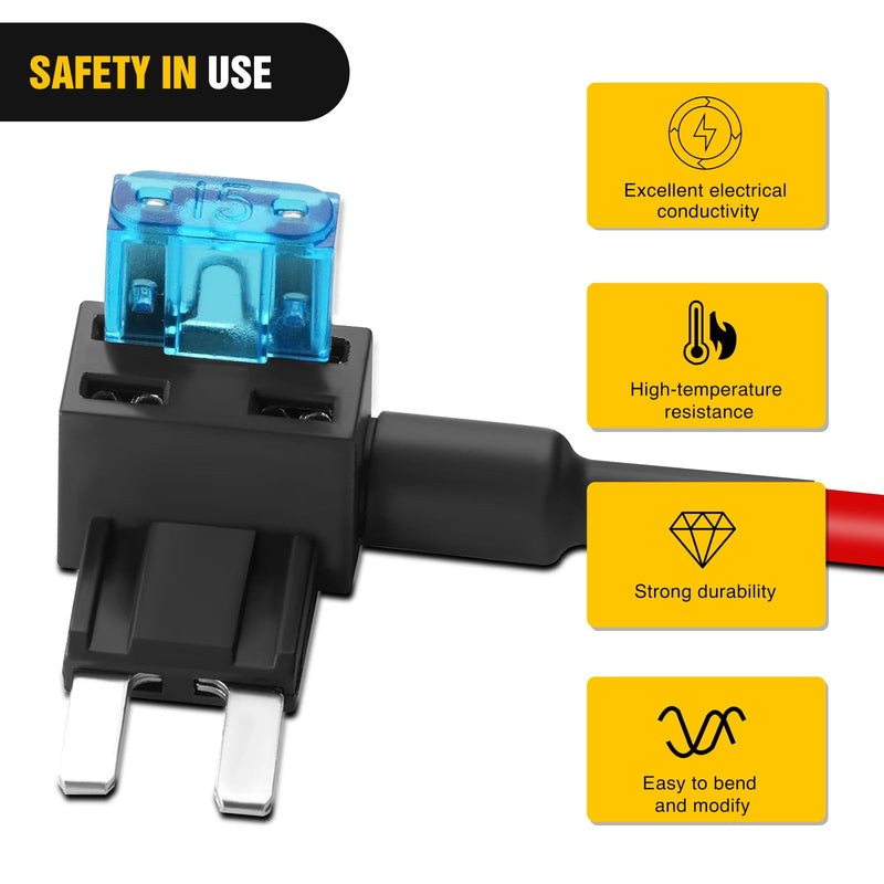 Nilight Fuse Holder Add-a-circuit Fuse TAP Adapter Mini ATM APM Blade Fuse Holder-10 Pack , 2 years Warranty 10Pcs Mini