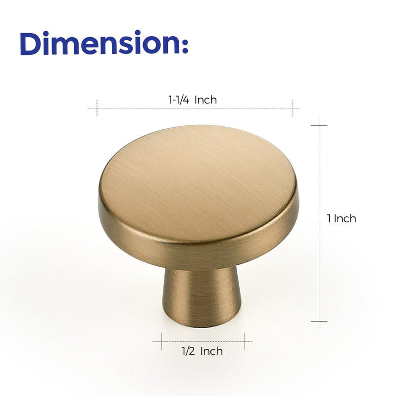 Ravinte 10 Pack Single Hole Round Cabinet Knobs and Pulls - Champagne Bronze Kitchen Drawer Hardware