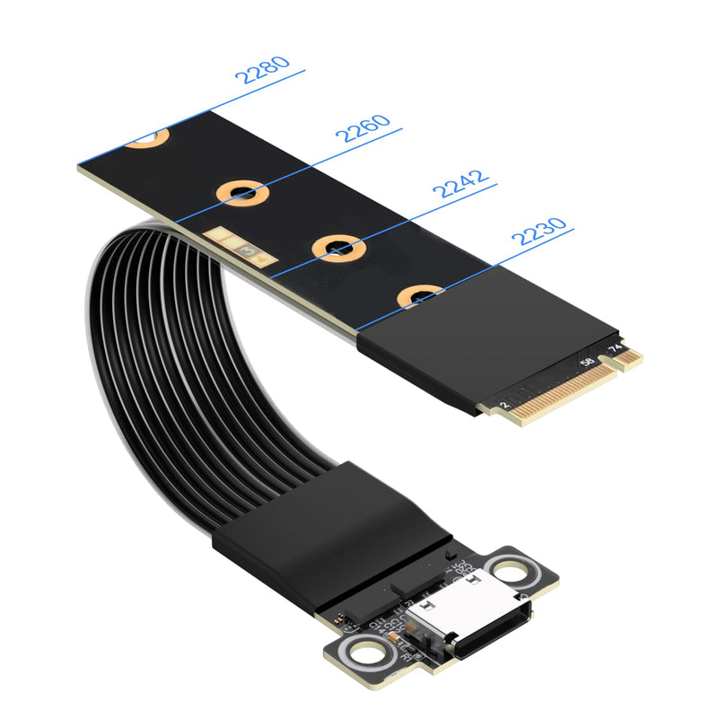RGEEK M.2 NVME Pcie to OCuLink SFF-8612 Adapter with ReDriver, PCIe 5.0 x4 | 128Gbps to OCuLink SFF-8611 4i Host Adapter for eGPU GPU External Graphics Cards and M.2 NGFF SSD 2230 2242 2260 2280 (25cm) 25cm