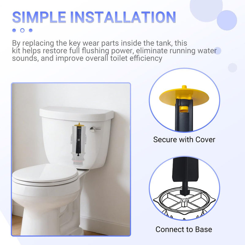 GP1229656 Canister Flush Valve Repair Kit Compatible with Kohler K-1188999, K-1188998 Single Flush Toilets (Includes Cap, Center Guide, Chain & Seals) for AquaPiston Systems