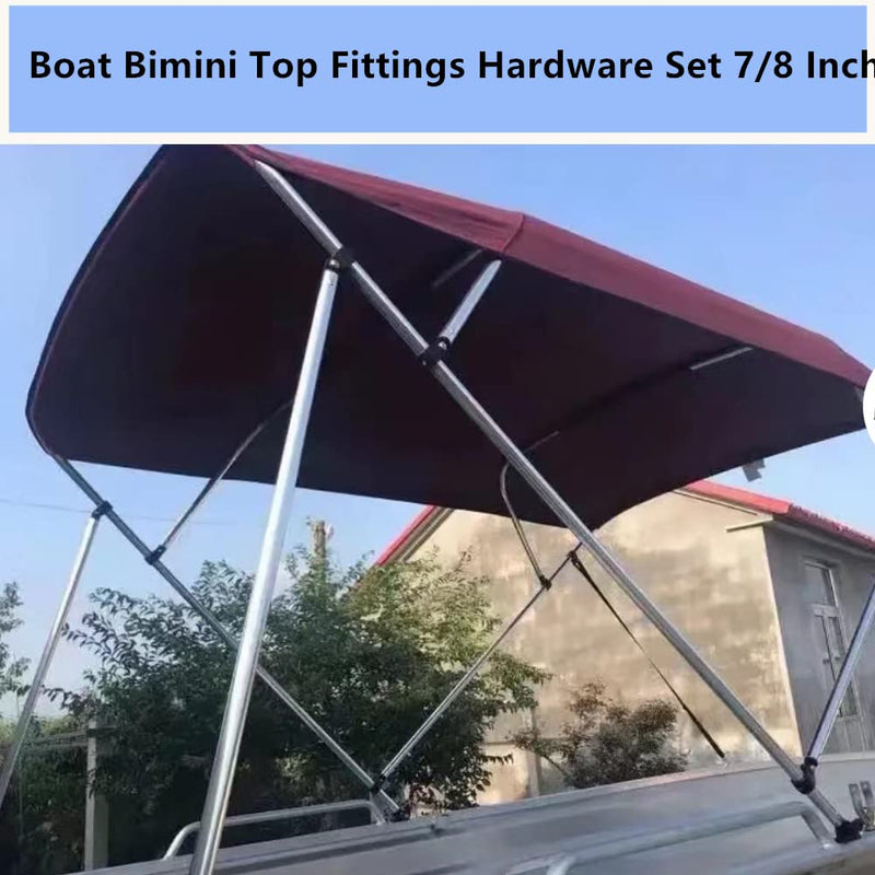 12Pcs Boat 3 Bow Bimini Top Fittings Hardware Set Black Nylon Combo Bimini Top Hardware 7/8 inch Tubing