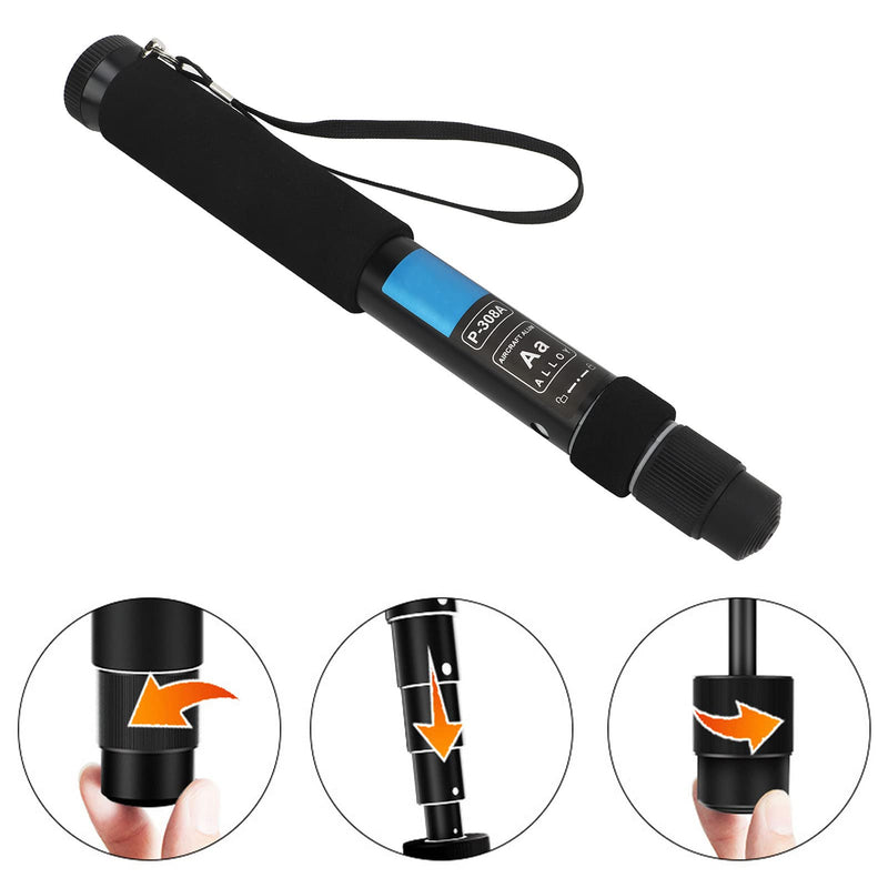 63Inch Camera Monopod, P308A 8 Sections Telescopic Video Monopod with Feet, Portable Travel Selfie Stick, Telescopic Extension Pole, Hiking Stick Monopod