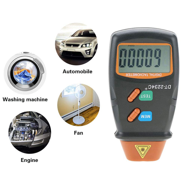 Digital Tachometer, ABS Plastic ‑2234C+ Non- Handheld Digital LCD Photo Tachometer Mini RPM Tester Meter, Clear LCD Display Auto Range Low Battery Indication