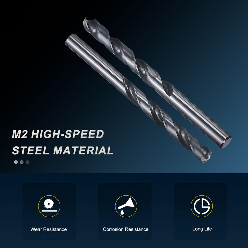 PATIKIL 7/16" Drill Bit, Jobber Straight Shank M2 High-Speed Steel 135° Nitriding Black for Stainless Steel Hard Metal - 6 Pack 7/16 inch