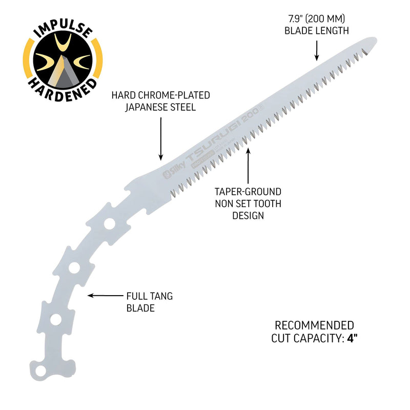 Silky Replacement Blade Only TSURUGI Straight Blade 200mm Large Teeth (451-20) 200 mm, Large Teeth