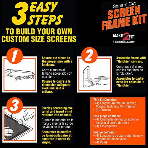 Prime-Line PL 7836 Screen Kit, 7/16 In. x 3/4 In. x 36 In., White (1 Kit) 7/16 Inch X 3/4 in.