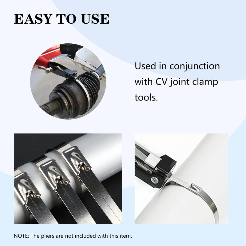 16Pcs CV Boot Clamp Stainless Steel Universal Adjustable AXLE CV Joint Boot Crimp Clamp Kit Stainless Steel Drive Shaft (8pcs Small+ 8pcs Large)