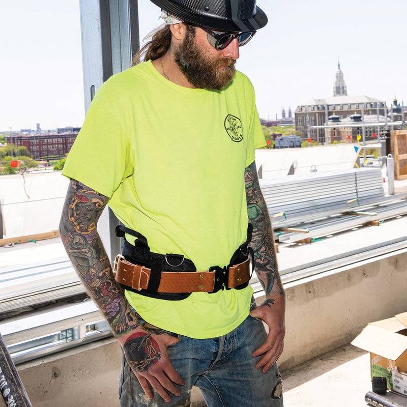 Klein Tools 5826L Leather Tool Belt with Quick-Release Buckle, 32-Inch to 40-Inch Waists, Large L Quick Release Buckle