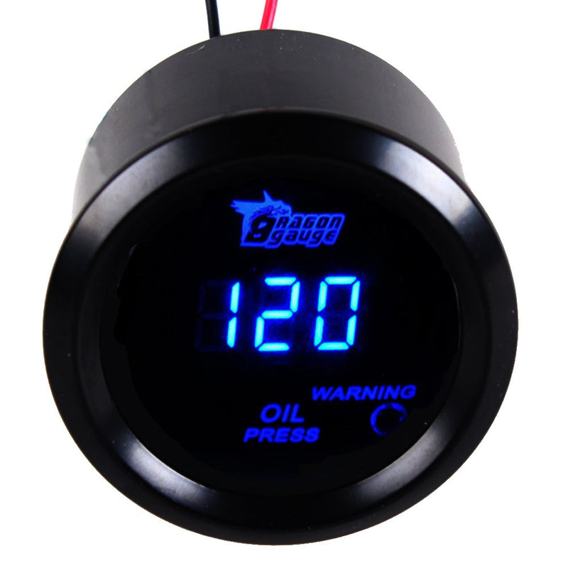ESUPPORT Car 2" 52mm Digital Oil Press Pressure Gauge Blue LED Oil Press Gauge