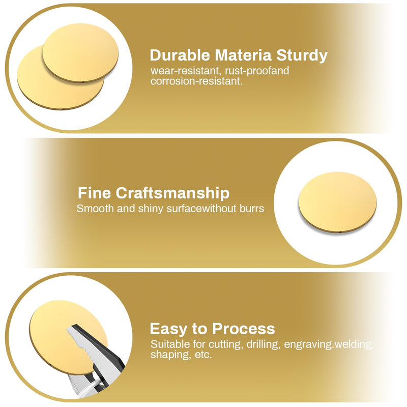 4" Brass Discs, 14Gauge 1.5mm Thickness Brass Round Plate Brass Metal Blanks Circles for Jewelry Making, Crafts, Stamping, DIY (5 Pac) Dia:4" Thickness:14Ga/1.5mm