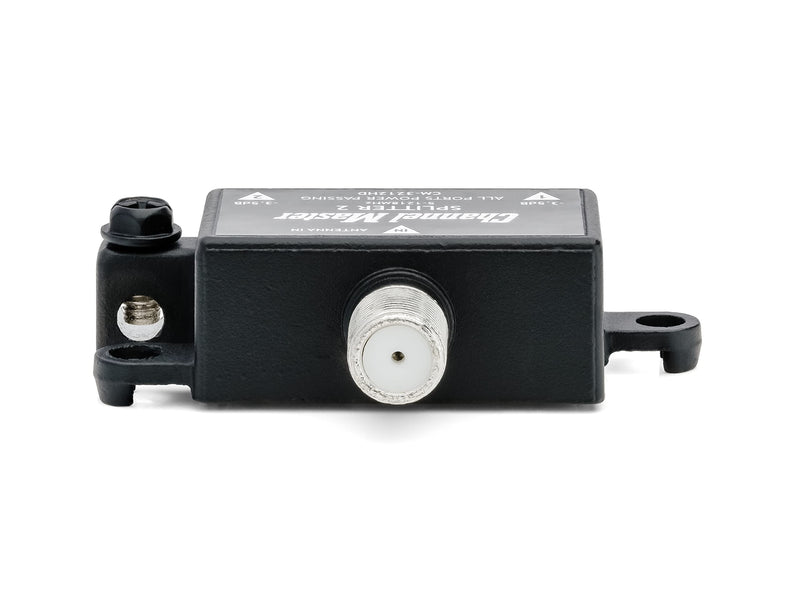 Channel Master Splitter 2, 2-Way Splitter with Power Passing Capability for TV Antenna and Cable Signals 2-Port Black
