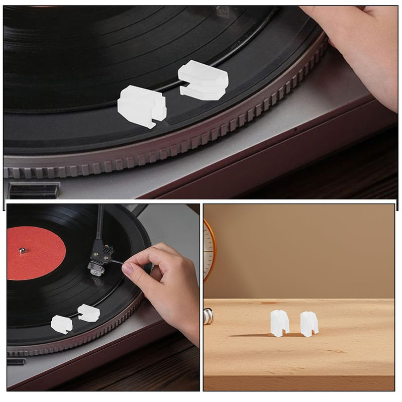3pcs Record Player Stylus Protector Covers, Reusable Turntable Needle Guards with Red Gem Stylus Compatible for Vinyl Record Players