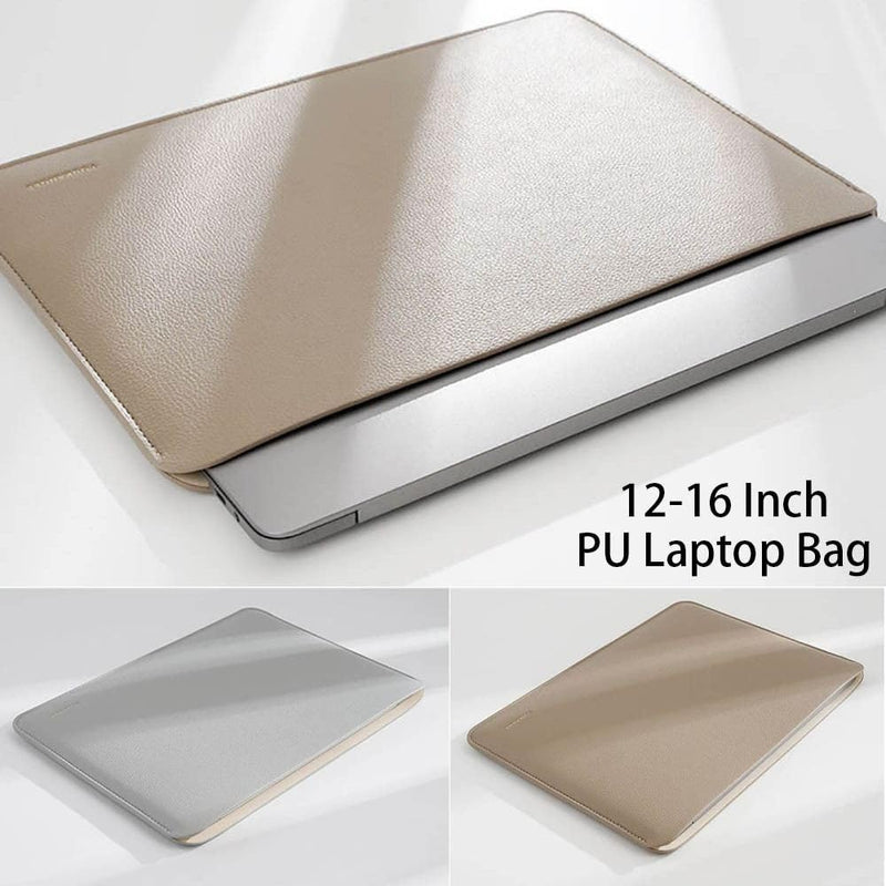 Laptop Sleeve Case, Ultra Thin PU Laptop Bag for 12-14.2 Inch Laptops, Portable Slim Cover for MacBook Pro Air Surface Dell(13.6-14.2 inch,Yellow) Yellow 13.6-14.2 inch