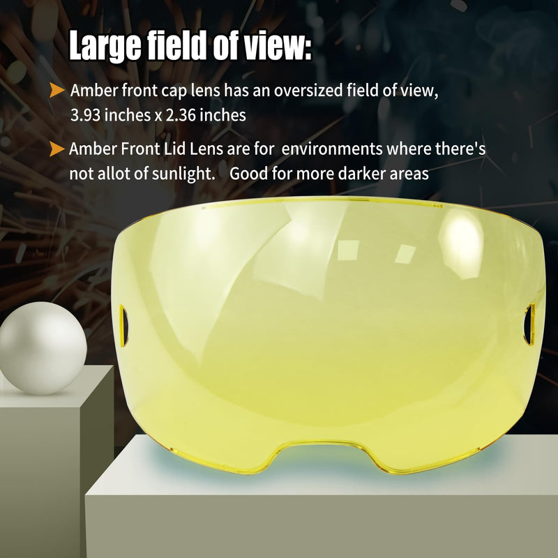 10 Pack 0700000803 Amber Front Lid Lens,Front Cover lenses Compatible with Sentinel A50 Welding Helmet,3.93" x 2.36" Viewing Lens,A50 welding face mask lens Replacement parts