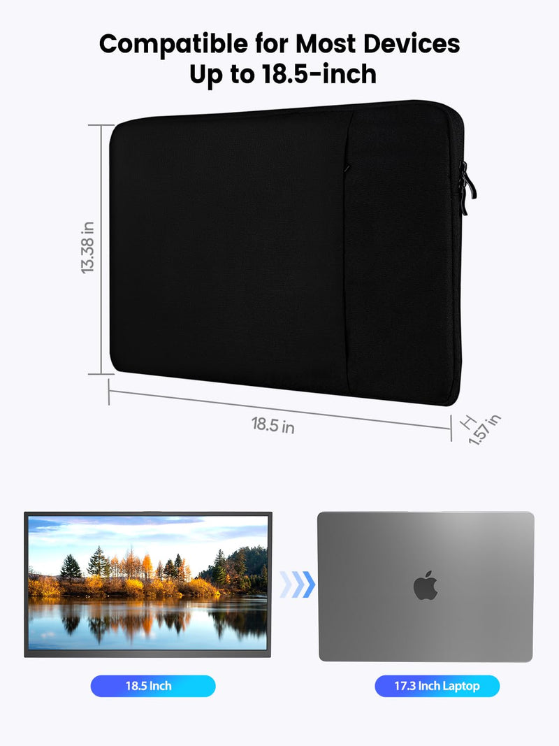 18.5 Inch Monitor Sleeve Protective Case with Zipper Pocket for 17.3” Laptops, 18.5” Monitors, Waterproof Slim Sleeve Case Polyester Vertical Carrying Case, Laptop Cover for Macbook Surface Dell Asus