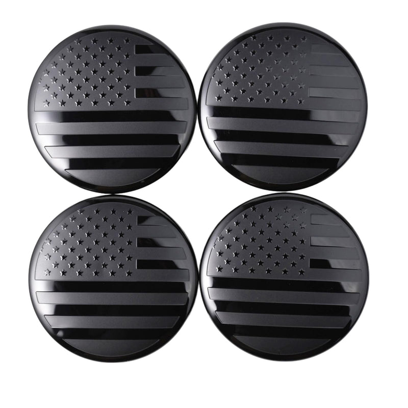 (Set of 4) for Chevrolet 3 1/4 inches=83mm Blackout American USA Flag Wheel Center Caps Covers HubCap fit Most 18"&20"&22" Rims for Suburban Silverado Tahoe & GMC Sierra Yukon Denali 22837060 9596403 3 1/4"(83mm) Blackout American Flag