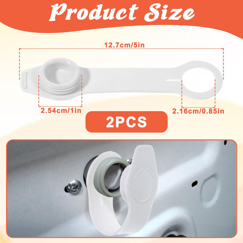 RV Water Inlet Pulg, White RV Water Inlet Cap 3/4" RVs Waters Inlets Replacement Freshwater Rubber Plug RVs Waters Heater Drain Plug City Wateres Inlets Cover with Strap for Camper Trailer, 2 Pack