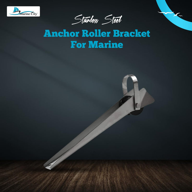 MARINE CITY Anchor Roller Bracket – Heavy-Duty Stainless Steel Bow Mount with Rubber Roller for Fluke Style Anchors, Ideal for Marine Boats & Yachts 15-1/4 Inches x 2-1/16 Inches