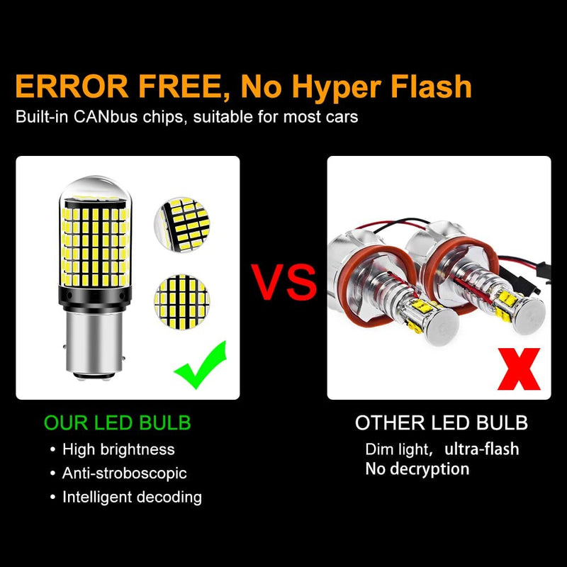 1157 LED Bulbs Red, Brake Stop Light Super Bright 3000 Lumens Error Free Canbus, BAY15D 7528 2057 2357 Automotive Led Tail Rear Light Bulb for Car RV Truck 144SMD (2PCS) 1157