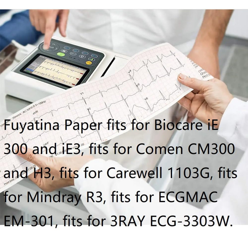 10 Rolls Premium ECG Paper EKG Paper for 3 Channel ECG Machine, Fits for Edan SE-300,SE-3 and SE-301, fits for CONTEC ECG300G and ECG-600G, fits for Biocare iE 300 and iE3 80mm x 20m Millimeters