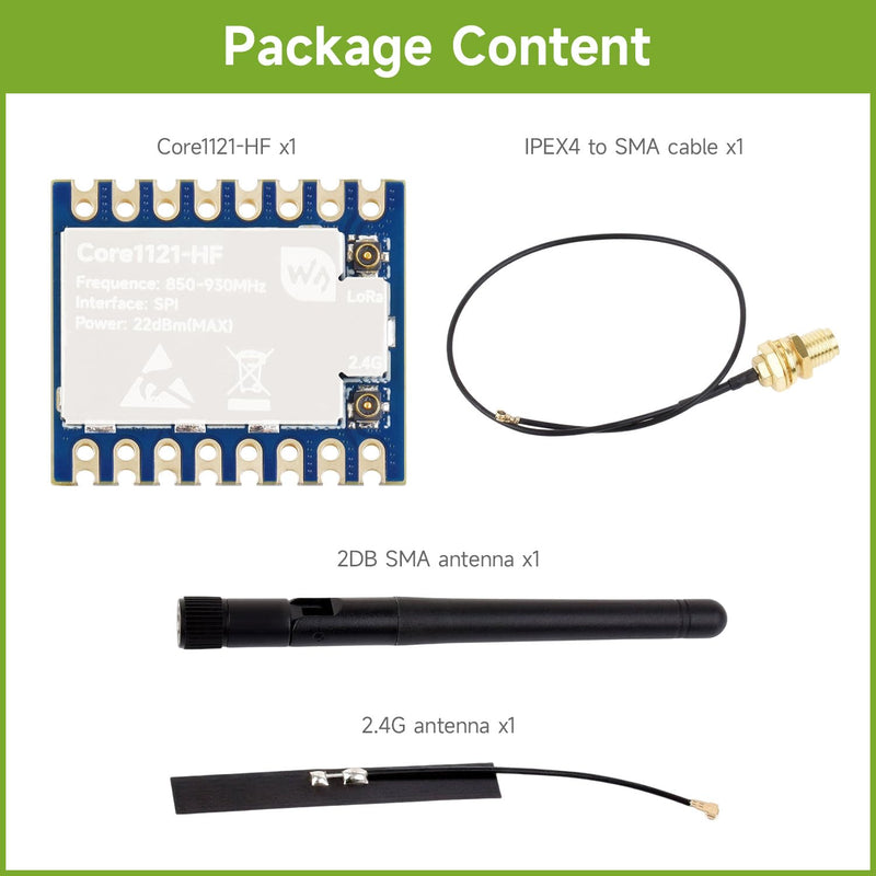 Waveshare Core1121 HF Dual-Band LoRa Module, Based on Low-Power LR1121 Transceiver, Suitable for Sub-GHz and 2.4GHz Frequency Bands