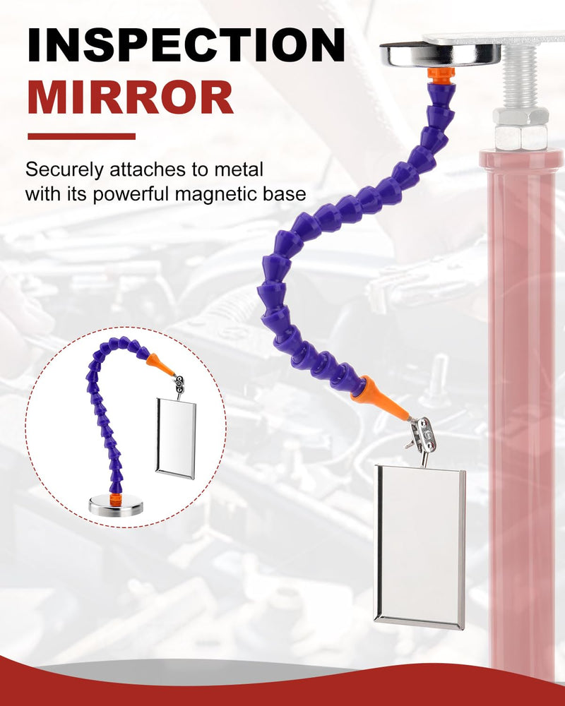 Inspection Mirrors Welding Mechanic Mirror with Magnetic Base Adjustable Arm Machine Tool for Technicians Auto Mechanics for Use in Confined Spaces