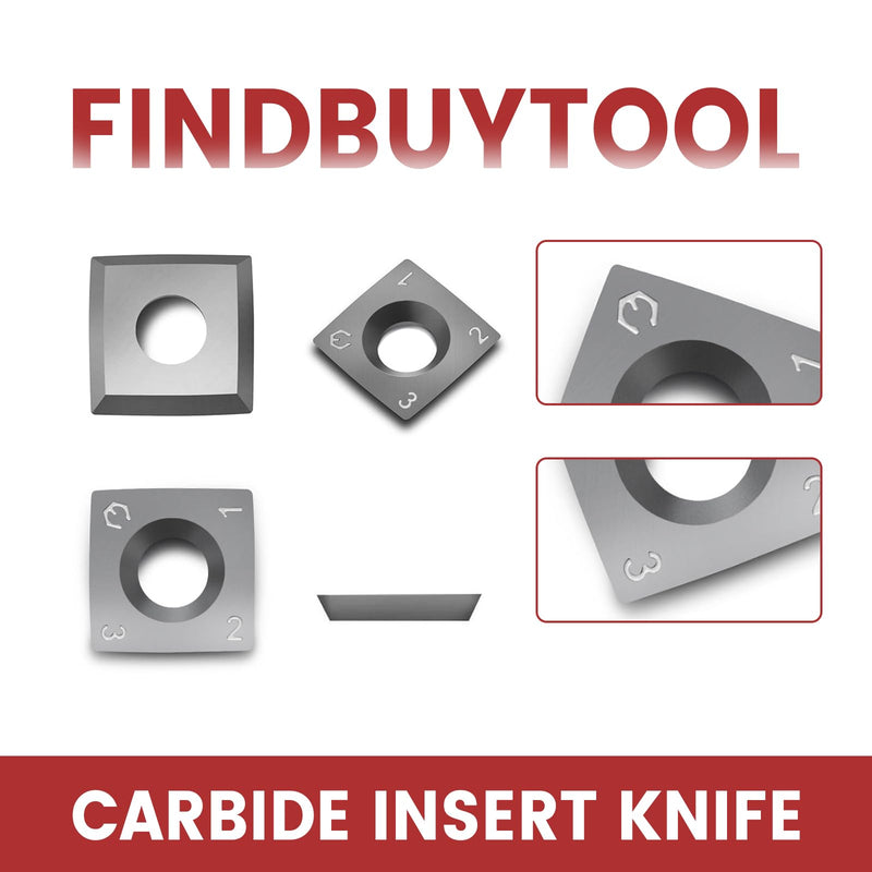 Findbuytool Carbide Inserts cutters (15x15x2.5mm-30°-R150-4R0.5) Insert for Woodworking Helical Cutter Head Tools, 10 Pcs (10)