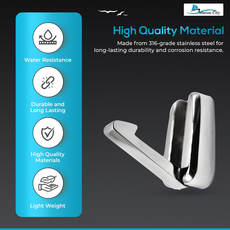 MARINE CITY 316 Stainless Steel Spring Folding Hat and Coat Hook - Strong, Durable, Foldable, Mirror Polished - Ideal for Boats, Yachts, Hardware Accessories