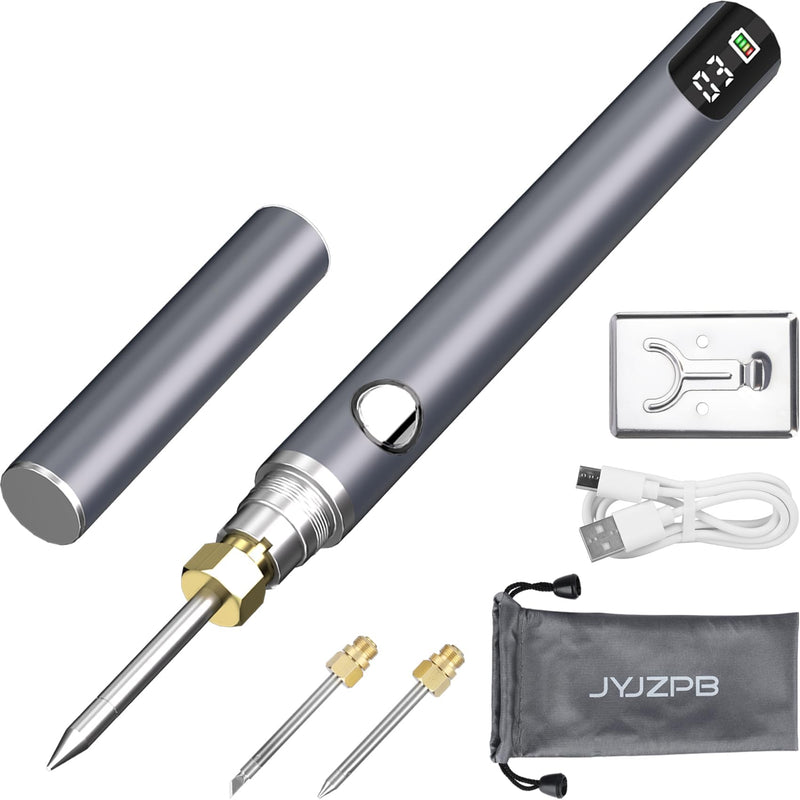 New Upgraded Cordless Rechargeable Soldering Iron Kit with Digital LCD | 4-Temp Ceramic Heating Soldering Pen Battery for Electronic Repair, Jewelry Welding, DIY - 510 Thread Universal Connector