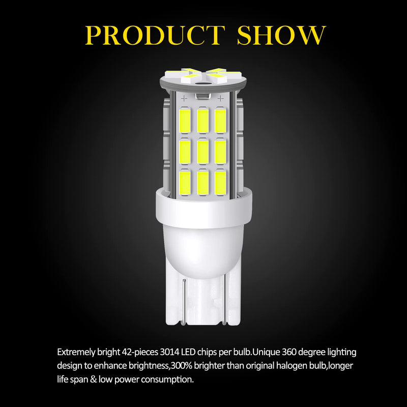 20pcs Super Bright RV Trailer T10 921 194 42-SMD 12V Car Backup Reverse LED Lights Bulbs Light Width Lamp Xenon White