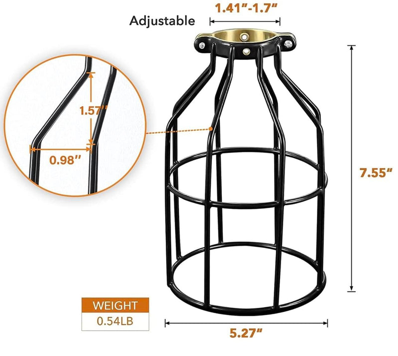 4-Pieces Industrial Vintage Style Metal Lamp Guard Cage for Pendant String Lights and Vintage Lamp Holders Black (4) 4