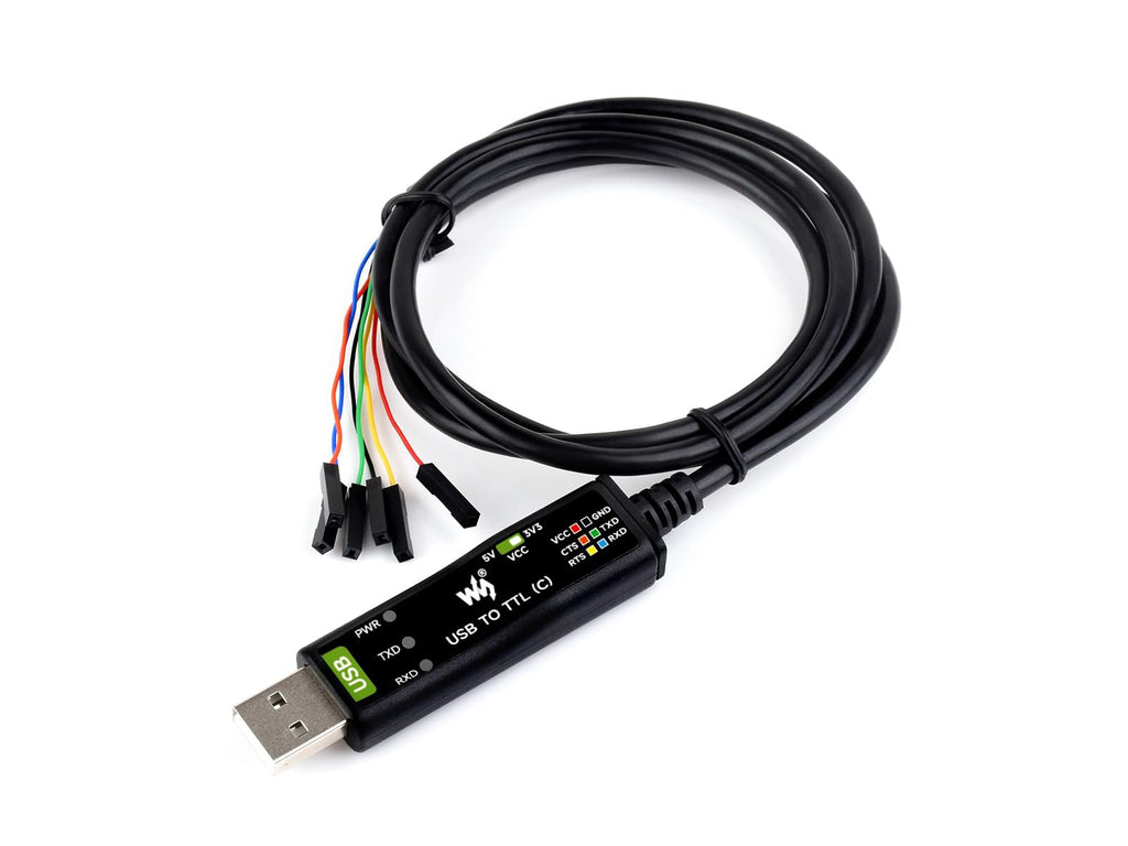 waveshare Industrial USB to TTL 6pin Serial Adapter Cable, USB to TTL (C) Converter Onboard FT232RNL Chip,Compatible with Win11/10/8.1/8/7,Mac, Linux, Android,3.3V/5V Voltage Level Switching