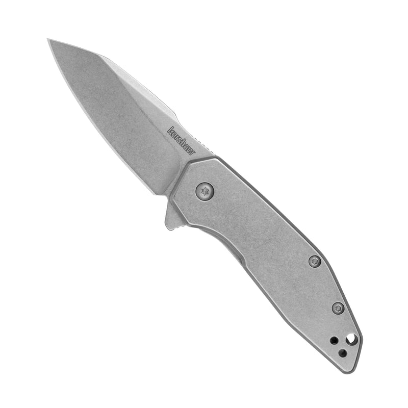 Kershaw Gravel Pocket Knife, Stonewashed, 2.5 Inch Stainless Steel Reverse Tanto Plain Edge Blade, EDC with Assisted Opening, Reversible Pocketclip, Everyday Carry Pocket Knife for Men and Women