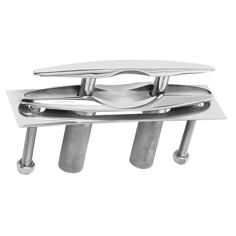 MarineNow Flush Mount Pop-Up Boat Cleat – Marine Grade 316 Stainless Steel – Includes Backing Plate & Nuts – Corrosion-Resistant Dock & Deck Hardware 6" 01-Pack