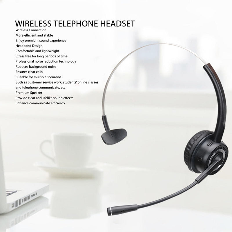 Jectse Bluetooth Headset with Microphone, Single Ear Trucker Bluetooth Headset Noise Reduction On Ear Headphones for Trucker Home Office