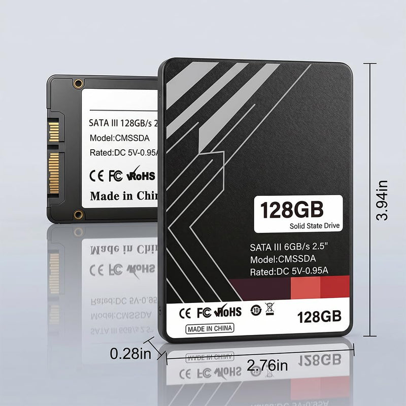 128GB Internal SSD SATA III – 2.5" Solid State Drive, High-Speed Read & Write – Black Computer Memory Storage Upgrade for Laptop, Desktop PC(Style-B)