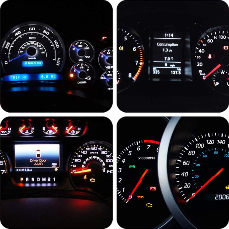 BlyilyB 10-Pack T5 37 74 LED Bulb With Twist Lock Socket PC74 PC37 Dashboard Instrument Panel Gauge Cluster Light 10PCS White