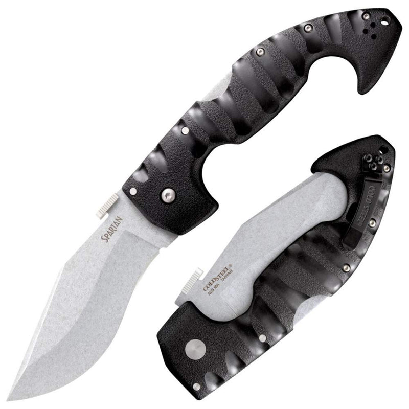 COLD STEEL Spartan 4.5 in Japanese AUS10A Blade Tactical Pocket Folding Knife w/Tri-Ad Lock and Griv-Ex Handle w/Steel Liners 4.5" Plain Blade
