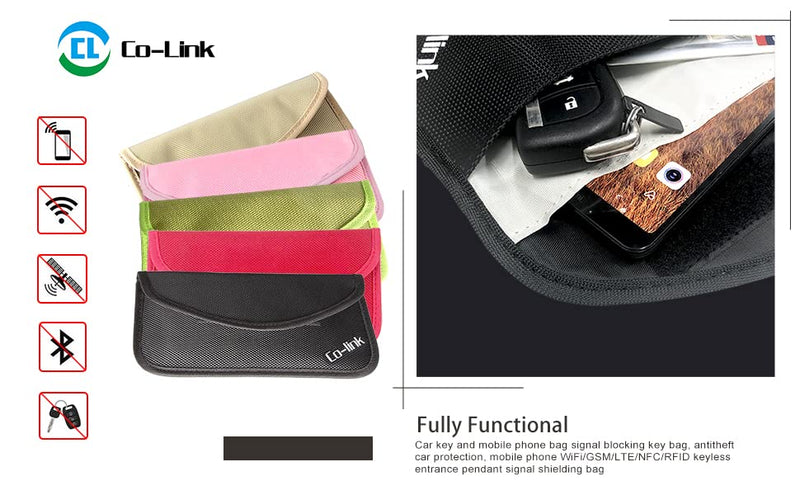 Co-link Cell Phone Anti-tracking Anti-spying GPS Rfid Signal Blocker Pouch Case Bag Handset Function Bag (Black) Black