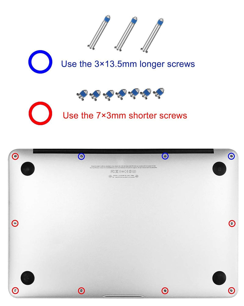 Replacement Screws 10 Sets for MacBook Pro 13" 15" 17" A1278 A1286 A1297 2009-2012, 10 PCs Bottom Back Case Cover Computer PC Screw