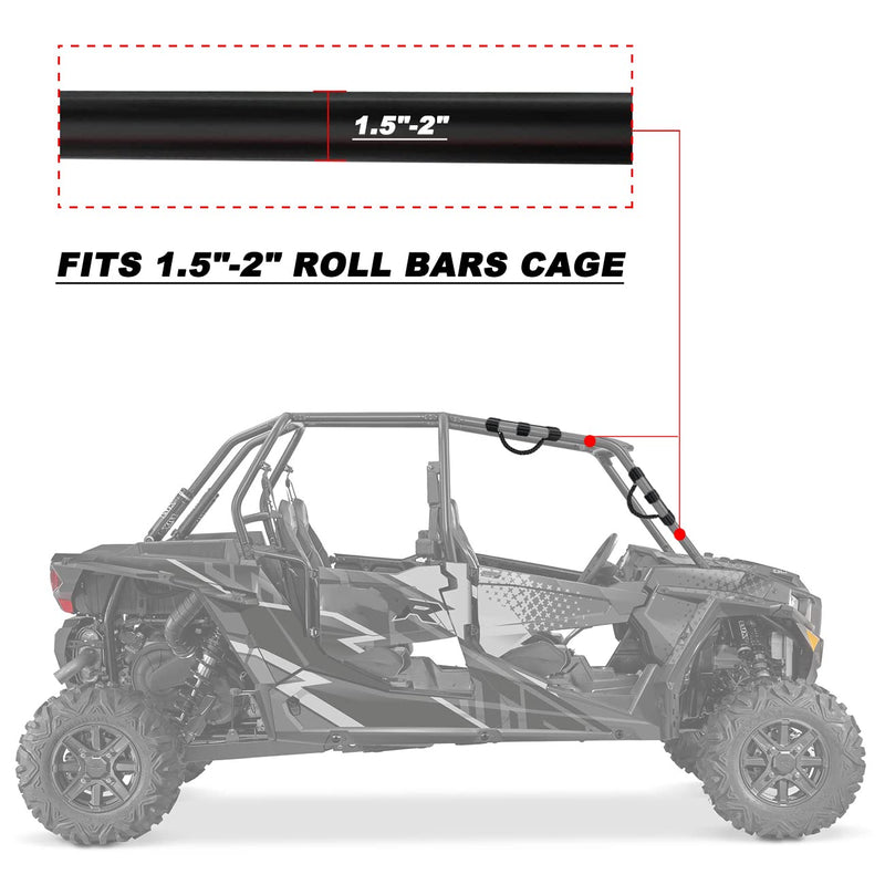 Roll Bar Grab Handles for UTV&ATV Roll Cage Grip Handles for 1.5-2 inch Bars,Compatible with Polaris RZR,Kawasaki Mule,Honda Pioneer,Can Am,etc, 2 Pack (Black) Black