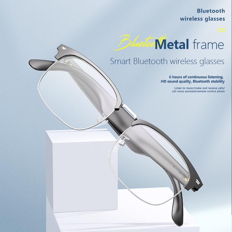 Ai Translator Glasses, Translator Smart Glasses, Smart Bluetooth Glasses, Music Bluetooth Sunglasses, Supports 138 Languages for Traveling,Doing Business and Making Friends (Black Silver) Black Silver