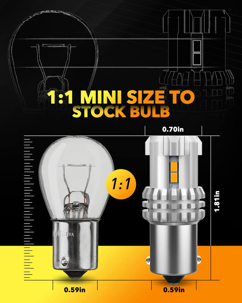 OXILAM Turn Signal Light 1156 LED Bulbs Amber Yellow 2200K Extremely Bright BA15S 1141 1003 7506 LED Bulbs with High Power 12pcs 3020SMD Chipsets, 2 Pack