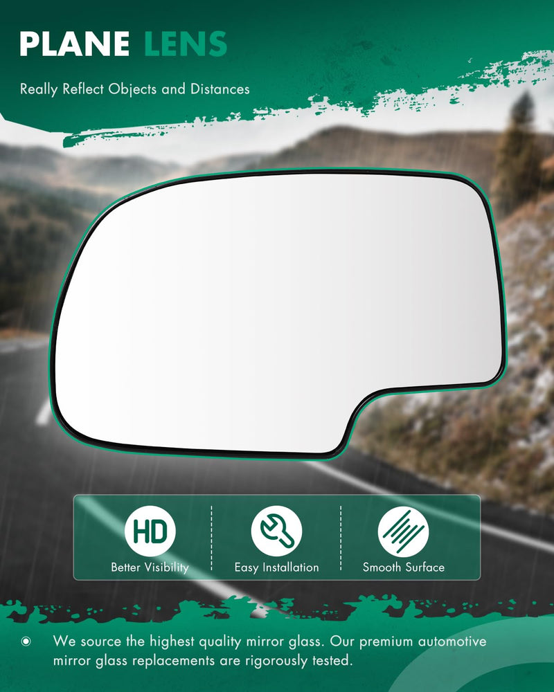 SCITOO Driver Side Mirror Glass Fit for 1999-2006 For Chevy Silverado Pickup 2007 For Chevy Silverado Pickup 2000 For Chevy Suburban 2001-2006 For GMC Yukon XL For GMC Sierra GM1324105 12477843 Left Glass