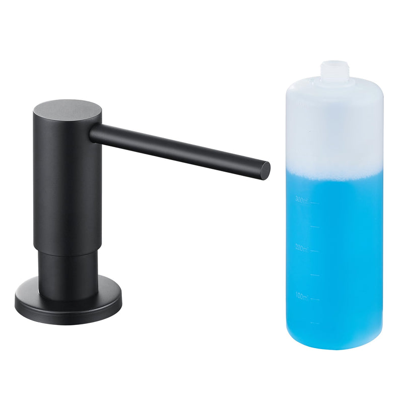 Soap Dispenser for Kitchen Sink Matte Black, Counterop Sink Soap Dispenser Stainless Steel 17 OZ Bottle Built in Design Refill from The Top, Black