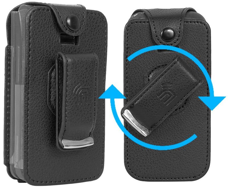 Nakedcellphone Fitted Series for Lively Jitterbug Flip 3 Phone Case - Black | Vegan Leather, Form-Fit Cover, with Screen Protection, Keypad Guard, Rotating Metal Belt Clip, For Jitterbug Flip3 (2026)