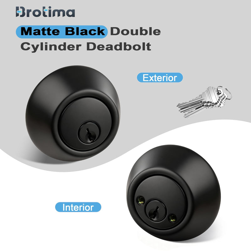 1 Pack Double Cylinder Deadbolts Flat Black, Keyed Two Sides Deadbolt Lock, Matte Black Interior & Exterior Door Hardware (for Entrance Lock and Front Gate) 1