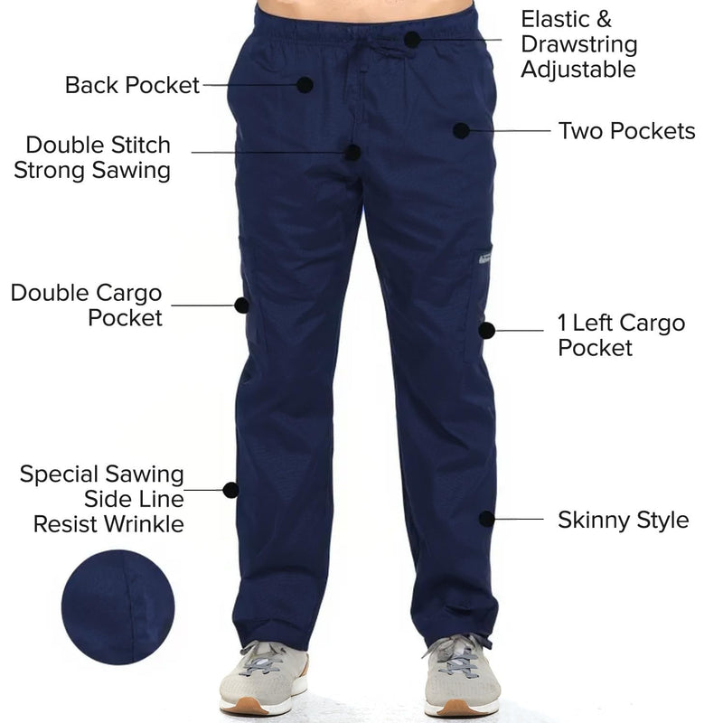 Dagacci Scrubs Medical Uniform Women and Man Scrubs Set Medical Scrubs Top and Pants 3X-Large Navy