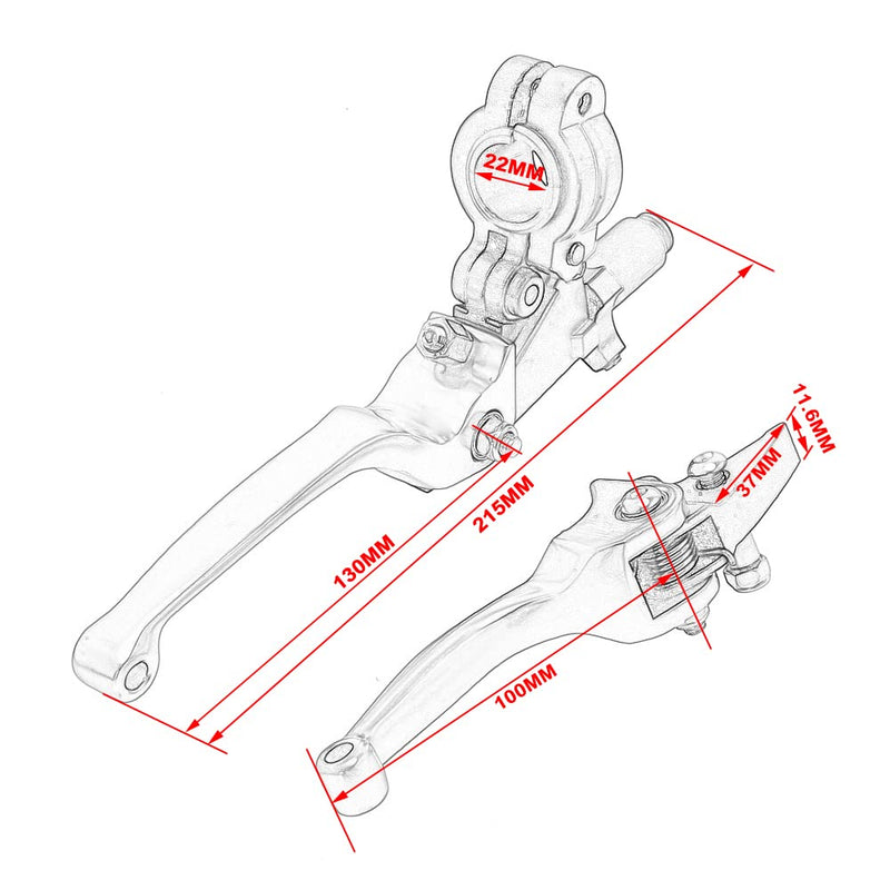 JFG RACING Motorcycle Brake Clutch Lever 7/8'' 22mm Folding Levers Aluminum Alloy Universal for CRF50 KLX SSR TTR 110 125 150 200 250cc Dirt Pit Bike ATV Mini Bike Green